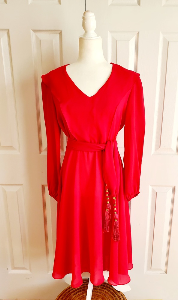 Vintage Charles Alan raspberry colored flounce dress
